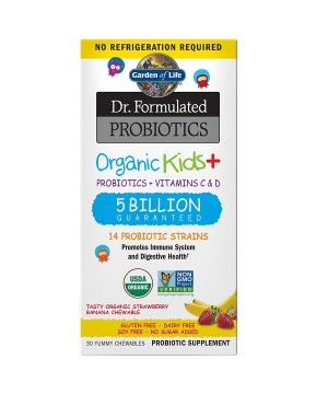 Dr. Formulated organická probiotika - pro děti - 5 miliard CFU s příchutí organické jahody a banán